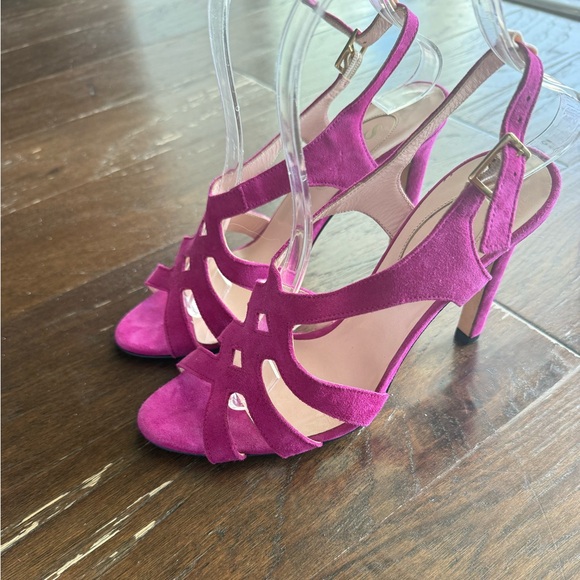 Spj Sarah Jessica Parker Georgie fuchsia suede slingback sandal Sz 7.5 - Picture 3 of 5